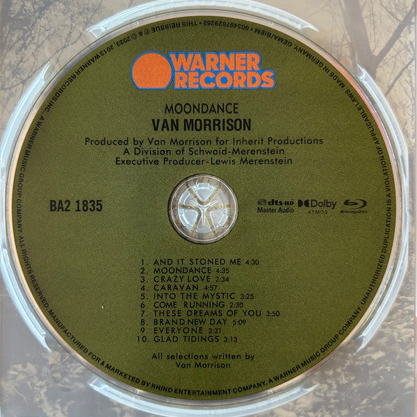 Image of Label of 2654020S: Blu-ray - VAN MORRISON, Moondance (Warner Records; BA2 1835, Worldwide 2023)   EX/EX