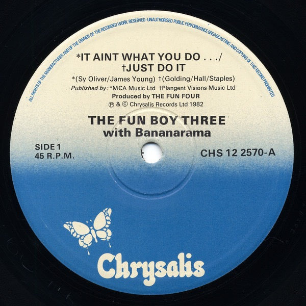 Image of Label Cover of 2614109C: 12" - THE FUN BOY THREE WITH BANANARAMA, It Aint What You Do.... /Just Do It (Extended Version) (Chrysalis; CHS 12 2570, UK 1982, Picture Sleeve)   VG+/VG+