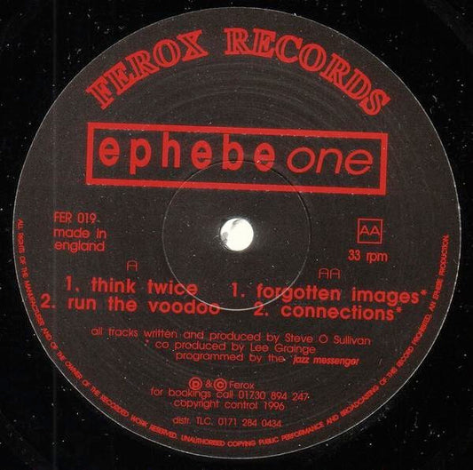 Image of Front Cover of 2614020C: 12" - EPHEBE, One (Ferox Records; FER 019, UK 1996) Strong VG  /VG