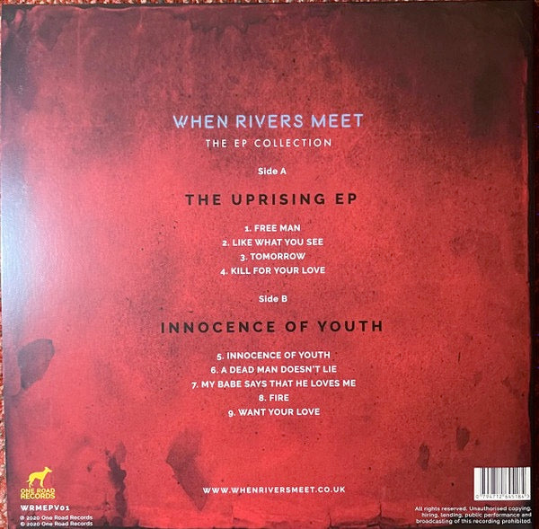 Image of Back Cover of 2614144C: LP - WHEN RIVERS MEET, The EP Collection (One Road Records; WRMEPV01, UK 2021 Reissue, Gatefold, Red Splatter Vinyl) Ringwear to Sleeve, Minor warping on vinyl  VG/VG