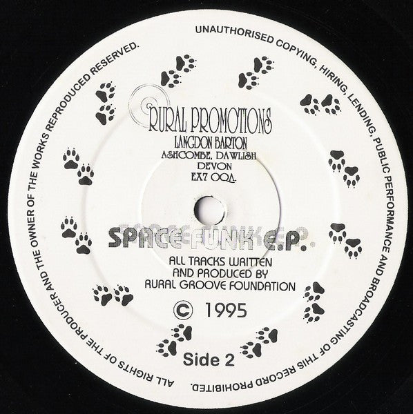 Image of Back Cover of 2624059E: 12" EP - RURAL GROOVE FOUNDATION, Space Funk E.P. (Rural Promotions; Rural 1, UK 1995, Plain Sleeve) Light Marks Only  /VG