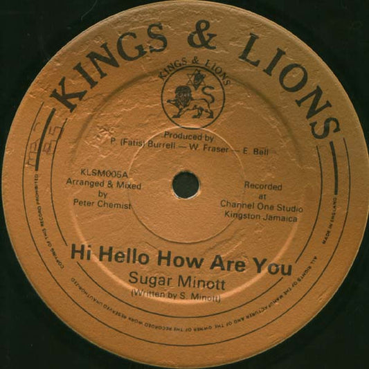 Image of Front Cover of 2644104S: 12" - SUGAR MINOTT / TREVOR JUNIOR, Who Cork The Dance / Sing Me A Sing (Kings & Lions; KLSM002, UK 1980s, Misprint)   /VG+