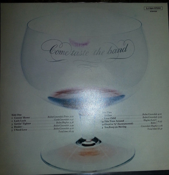 Image of Back Cover of 2624166E: LP - DEEP PURPLE, Come Taste The Band (Harvest; 2J 064-97044, Greece 1970s Reissue)   VG/VG