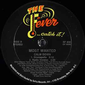 Image of Back Cover of 4745200S: 12" - MOST WANTED, Calm Down (Fever; SF 830, US 1989, Company Sleeve) Ringwear on company sleeve.  VG/EX