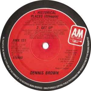 Image of Back Cover of 2624206E: 12" - DENNIS BROWN, Out Of The Funk/ Historical Places (Ethiopa)/ Get Up (A&M; AMX151, UK 1983, Plain sleeve) Lightest of marks. Strong VG.  /VG