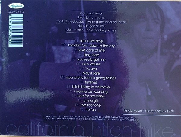 Image of Back Cover of 2634058E: CD - IGGY POP, California Hitch-Hike (Applebush; CSSPCD004, UK 2010, Slipcase, Inner)   VG+/VG+