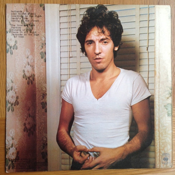 Image of Back Cover of 2624255E: LP - BRUCE SPRINGSTEEN, Darkness On The Edge Of Town (CBS ; CBS 86061, UK 1978, Inner & Insert, 33 on Right of Label, CBS Cat No, Made in England at Bottom of Label)   VG+/VG+