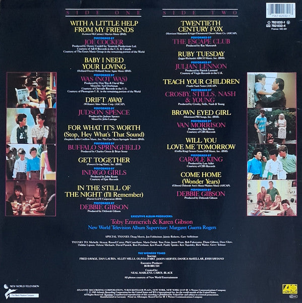 Image of Back Cover of 2624302E: LP - VARIOUS ARTISTS, The Wonder Years (Music From The Emmy Award-Winning Show And Its Era) (Atlantic ; 782 032-1, Europe 1989) Promo Sticker On Rear Sleeve  VG+/EX