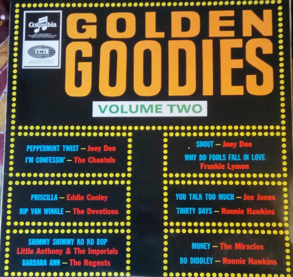 Image of Front Cover of 2614466C: LP - VARIOUS, Golden Goodies - Vol. 2 (Columbia; 33sx 1672, UK 1963, Laminated Flipback Sleeve, Mono) Sleeve has stamp and writing on reverse. Some light staining and discolouration too. Scuffs and laminate lift on front  VG/VG