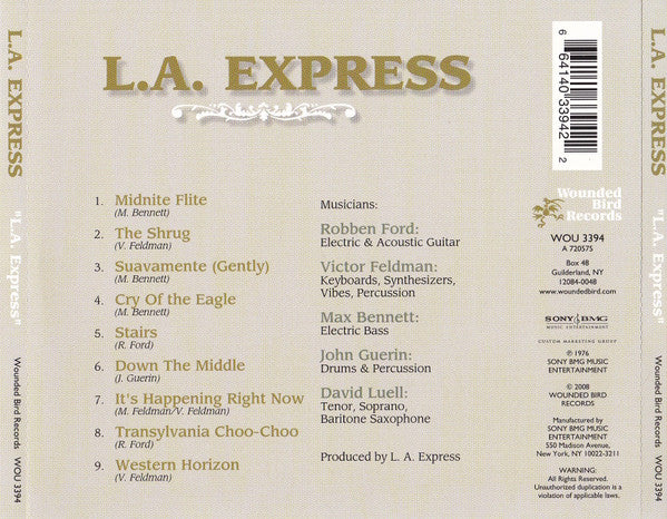 Image of Back Cover of 2654087S: CD - L.A. EXPRESS*, L.A. Express (Wounded Bird Records; WOU 3394, US 2008, Jewel Case)   VG+/VG+