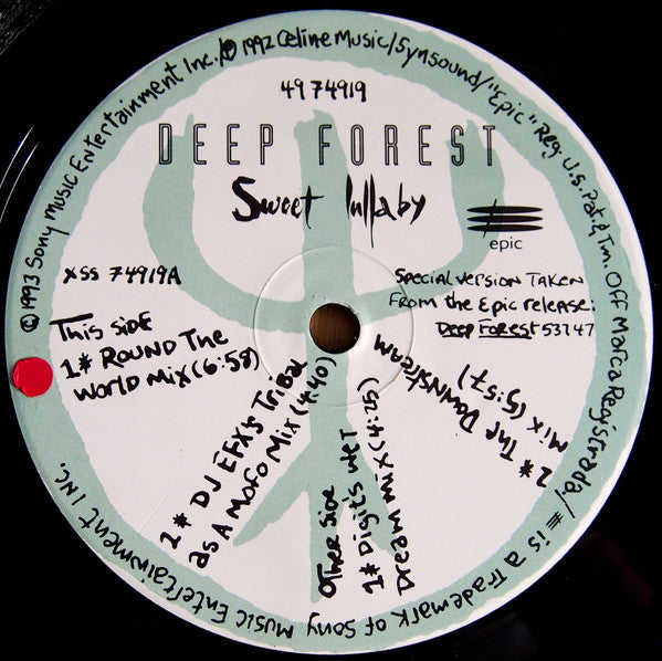 Image of Label Cover of 12" - VG/VG - DEEP FOREST, Sweet Lullaby (Epic; 49 74919, US 1993, Picture Sleeve, Limited Edition), ,  - 2346326S