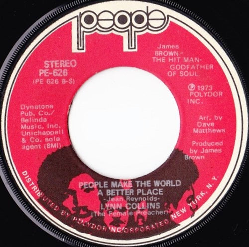Image of Back Cover of 7" - /VG+ - LYN COLLINS, Take Me Just As I Am / People Make The World A Better Place (People; PE-626, US 1973), ,  - 2826121E