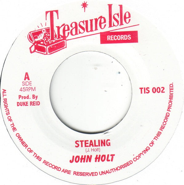 Image of Front Cover of 7" - /VG+ - JOHN HOLT, Stealing / Ali Baba (Treasure Isle; TIS 002, UK 1990s Reissue), ,  - 1926236E