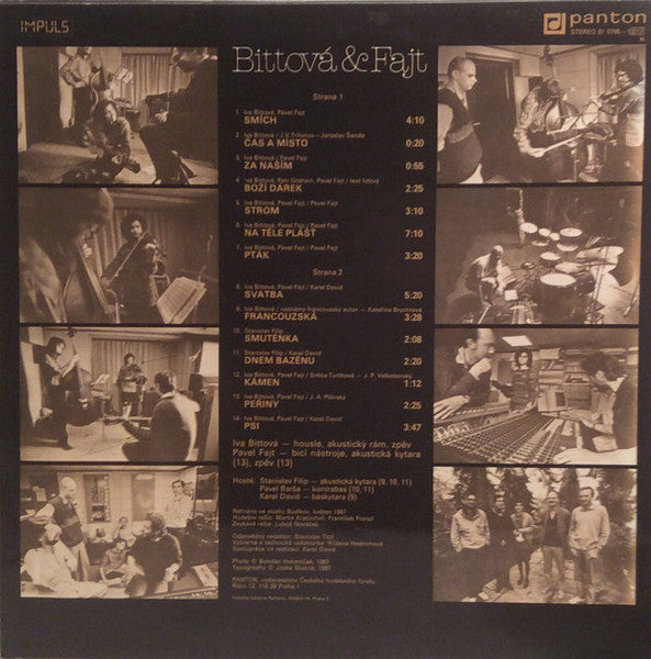 Image of Back Cover of 2714074C: LP - BITTOV  & FAJT, Bittov  & Fajt (Panton; 81 0795-1311, Czechoslovakia 1988, Picture sleeve) Ringwear on sleeve. Light evidence of previous price sticker on back of cover.  VG/VG+