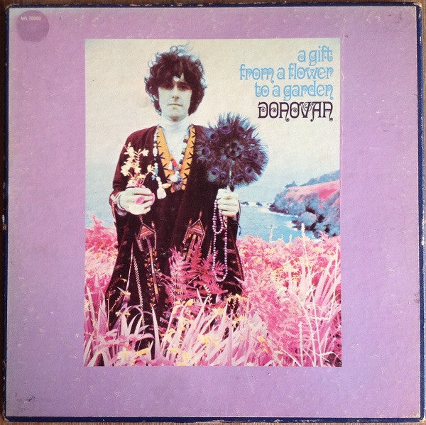 Image of Front Cover of 2xLP - VG/VG - DONOVAN, Gift from a Flower to a Garden (Pye Blue With Top Black Stripe; NPLS20000, UK 1968, Box Set, Folder & 12 Prints, Stereo), Hairlines and scuffs, edge wear and fading to box but all corners intact,  - 3445011S