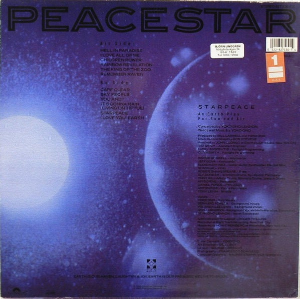 Image of Back Cover of 2714242C: LP - YOKO ONO, Starpeace (Polydor; 827 530-1, Germany 1985, Inner) Light hairline marks, Sleeve has some edge wear and marks   VG/VG