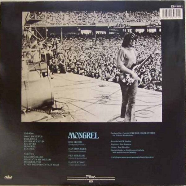 Image of Back Cover of 2714255C: LP - BOB SEGER SYSTEM, Mongrel (Fame; FA 41 3072 1, UK 1980s Reissue)   VG/VG+