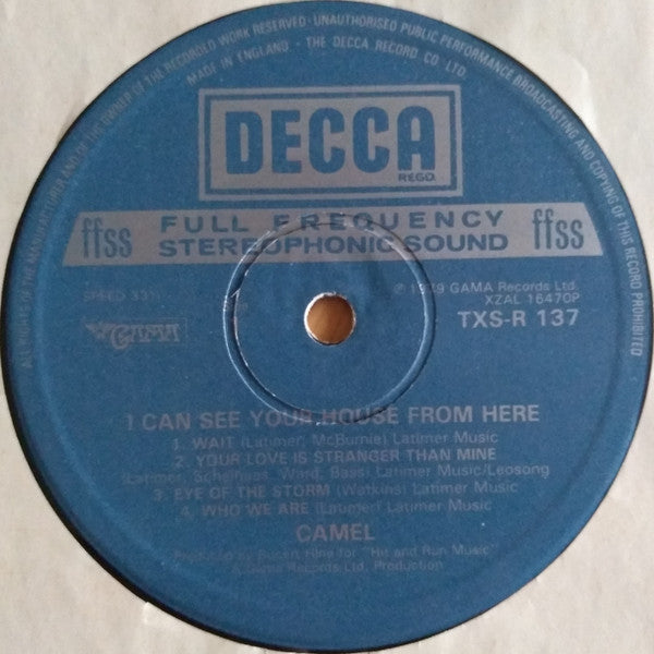 Image of Label Cover of 2744185S: LP - CAMEL, I Can See Your House From Here (Decca; TXS.R137, UK 1970s, Inner) Edge and Ring Wear  VG/VG