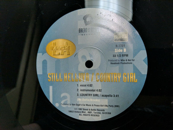 Image of Back Cover of 2724311E: LP - LA MACK, Country Girl/Still Helluva (Bread Butter Records; B-7701, US 1997, Plain Sleeve)   /VG+