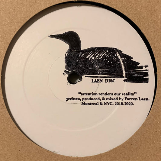 Image of Front Cover of 2824023E: 12" - FARREN LAEN, Attention Renders Our Reality (Laen Disc ; LAENDISC001, US 2020, Plain Brown Card Sleeve, Limited, Numbered) 25/150  /VG+