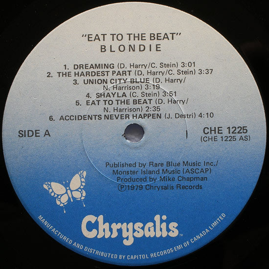 Image of Label Cover of 2824073E: LP - BLONDIE, Eat To The Beat (Chrysalis; CHE 1225, Canada 1979, Inner)   VG/VG