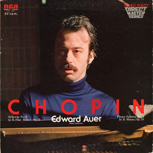 Image of Front Cover of 2824106E: 10" LP - EDWARD AUER, Chopin: Scherzo No.2 In B-Flat Minor, Op.31 / Piano Sonata No.3 In B Minor, Op.58 (RCA Red Seal; RDCE-7, Japan 1978, Gatefold, Booklet, Direct To Disc )   VG+/VG+