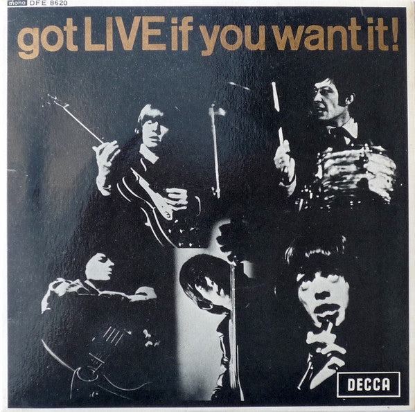 Image of Front Cover of 2854001S: 7" EP - THE ROLLING STONES, Got Live If You Want It! (Decca; DFE 8620, UK 1965, Laminated Flipback Sleeve) Bubbling on Laminate  VG/VG