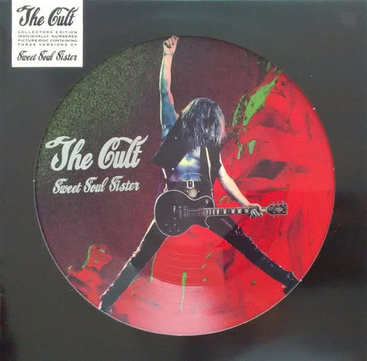 Image of Front Cover of 2844122S: LP - THE CULT, Sweet Soul Sister (Beggars Banquet; BEG 241TP, UK 1990, Die Cut Sleeve, Limited Edition Picture Disc) Strong VG, Small tear to bottom of die cut sleeve  VG/VG