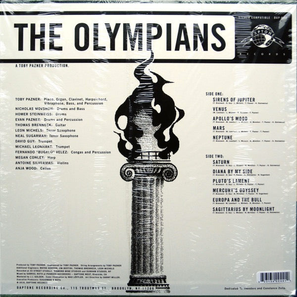 Image of Back Cover of 2844126S: LP - THE OLYMPIANS, The Olympians (Daptone Records; DAP-044, US 2016, Limited Edition Purple Vinyl) Clean Copy, Hype stickers have been stuck onto plain inner  EX/EX