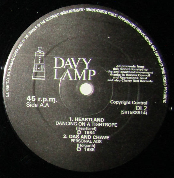 Image of Back Cover of 2844219S: 12" - VARIOUS, Livingstone Rap (Davy Lamp Records; DL2, UK 1985) Light marks and paper scuffs, mottling from storage. Plays with light surface noise.  /VG