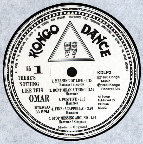Image of Label Cover of LP - VG+/VG+ - OMAR, There's Nothing Like This (Kongo Dance; KDLP2, UK 1990, Inner), Lightest hairlines. Light ringwear on sleeve.,  - 4326213E