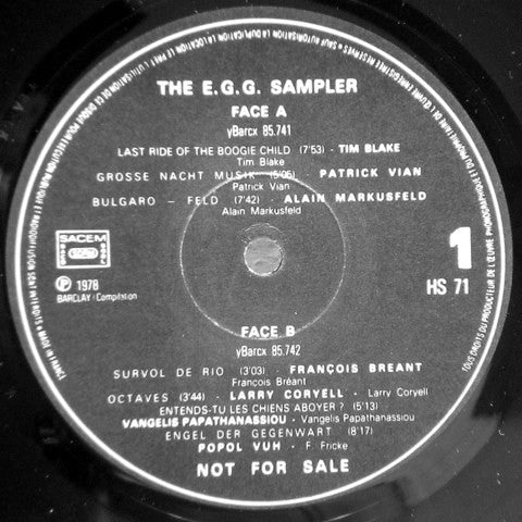 Image of Label Cover of 2844287S: LP - VARIOUS, The E.G.G. Sampler (Egg; HS 71, France 1978, Promo, Laminated Sleeve) Edge and Ring Wear  VG/VG