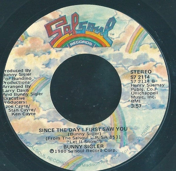 Image of Back Cover of 2814271C: 7" - BUNNY SIGLER, How Can I Tell Her (It's Over)? / Since The Day I First Saw You (Salsoul Records; S7 2114, US 1980) Label lift on a-side  /VG