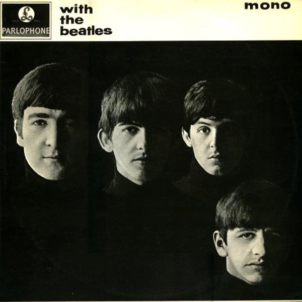 Image of Front Cover of 2824410E: LP - THE BEATLES, With The Beatles (Parlophone; PMC 1206, UK 1963, Laminated Flipback Sleeve, Mono, 'Dominion' Credit, MKT Tax Code) Some light marks on the vinyl. Discolouration/staiming to rear sleeve. Creasing on edges of sleeve and seam split at top. No tax code visible but all other details correct.  VG/VG