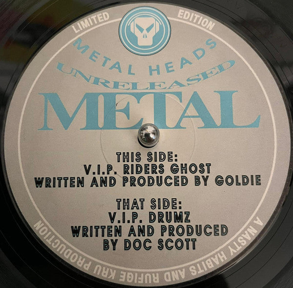 Image of Front Cover of 2844299S: 12" - DOC SCOTT / GOLDIE, Unreleased Metal (Metalheadz; MH 001, UK 1994) storage/pressing marks both sides. few hairlines - minor. sticker on sleeve  /VG