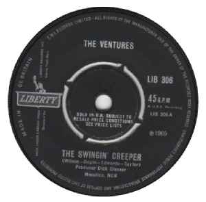 Image of Front Cover of 2914043C: 7" - THE VENTURES, The Swingin' Creeper/ Pedel Pusher (Liberty; LIB 306, UK 1965, Company Sleeve, 4 prong centre) Light marks only. Some writing on company sleeve & small stain on back.  VG/VG