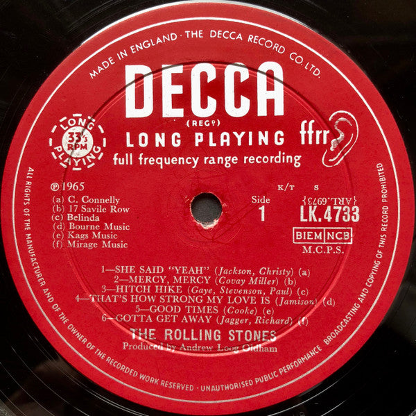 Image of Label Cover of LP - VG/G+ - THE ROLLING STONES, Out Of Our Heads (Decca; LK 4733, UK 1965, Laminated Front Sleeve, Mono), Surface noise, hairlines, scuffs, slightly dished. Creasing, discolouration, ring and edge wear.,  - 1746146S