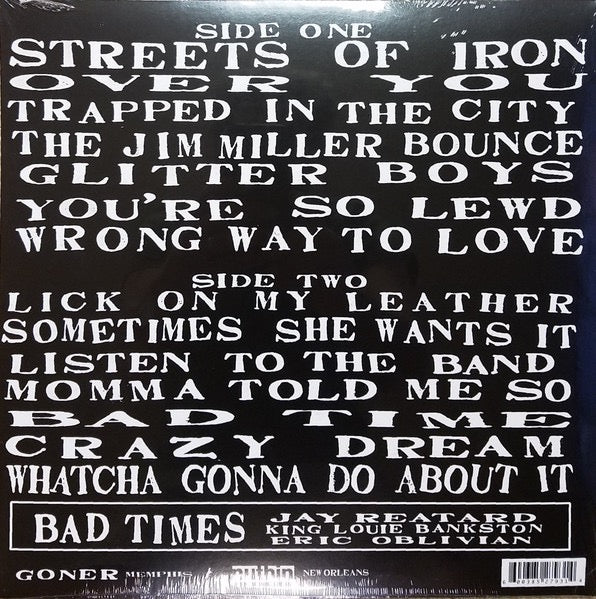 Image of Back Cover of 2914187C: LP - BAD TIMES, Streets Of Iron (Goner Records; 146Gone, US 2018 Reissue, Insert, Jay Reatard) Strong VG  VG+/VG