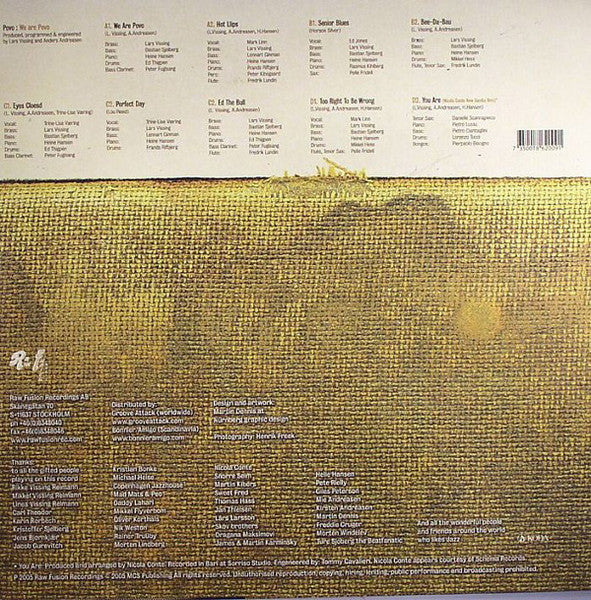 Image of Back Cover of 4614250C: 2xLP - POVO, We Are Povo (Raw Fusion Recordings; RAFLP 004, Sweden 2005, Textured Sleeve) Sleeve has some staining and wear  VG/G