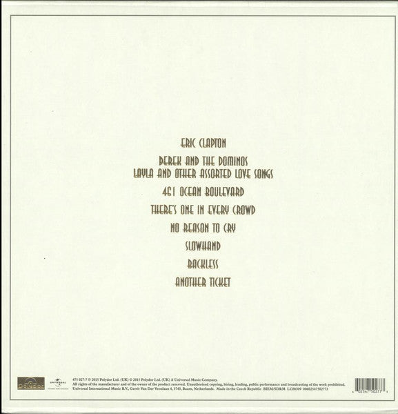 Image of Back Cover of 2924155E: 9xLP - ERIC CLAPTON, The Studio Album Collection 1970-1981 (Polydor; 475 027-7 , UK 2016, Box Set) Small Scuff on Front Sleeve, One Side of 461 OB is VG only  VG+/VG+