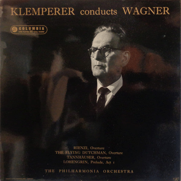 Image of Front Cover of 2924158E: LP - OTTO KLEMPERER, THE PHILHARMONIA ORCHESTRA, Klemperer Conducts Wagner - Rienzi, Flying Dutchman, Tannhauser, Lohengrin (Columbia Light Blue and Silver Inteference Pattern Label; SAX 2347, UK 1960, Laminated Flipback Sleeve, Stereo)   VG/VG