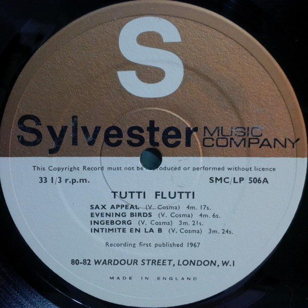 Image of Label Cover of 2944212S: 10" - THE PARIS MODERN SOUND, Tutti Flutti (Sylvester Music Company; SMC/LP 506, UK 1968)   VG/VG