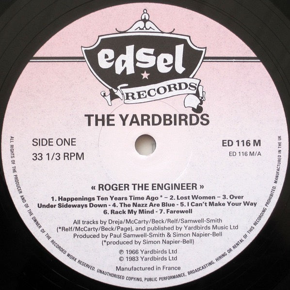 Image of Label Cover of 2914230C: LP - YARDBIRDS, Roger The Engineer (Edsel Records; ED 116M, UK 1980s Reissue, Mono) Nasty looking little mark, plays through no problem.  VG/VG