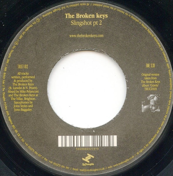 Image of Back Cover of 2914247C: 7" - THE BROKEN KEYS, Slingshot Parts 1 & 2 (Tru Thoughts ; TRU7102, UK 2006)   /VG+