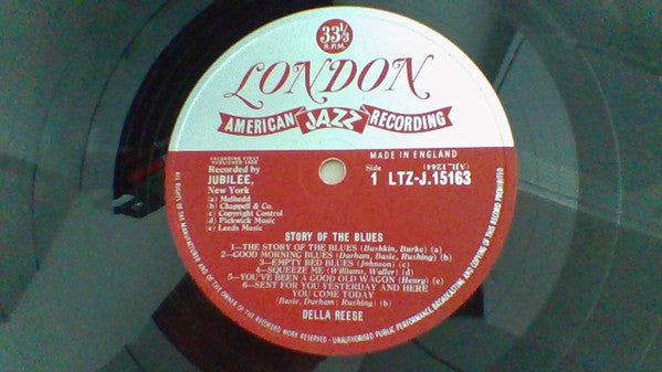 Image of Label Cover of 2924263E: LP - DELLA REESE, The Story Of The Blues (London Records; LTZ-J 15163, UK 1959, Picture Sleeve, Company Inner, Mono)   VG/VG+