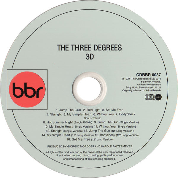 Image of Label Cover of 4534206E: CD - THE THREE DEGREES, 3D (Big Break Records; CDBBR 0037, UK 2011, Super Jewel case, Booklet)   VG+/VG+