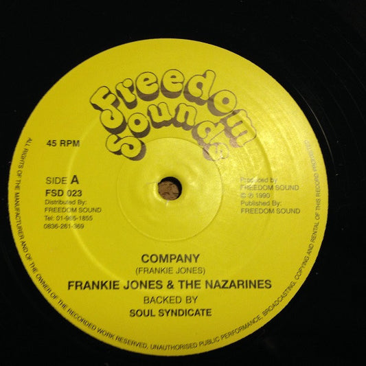 Image of Front Cover of 12" - /G+ - FRANKIE JONES & THE NAZARINES / PHILIP FRAZER, Company / Mr Wicked Man (Freedom Sounds; FSD 023, UK 1990 Reissue, Plain Sleeve), Light Marks only.,  - 2416277C