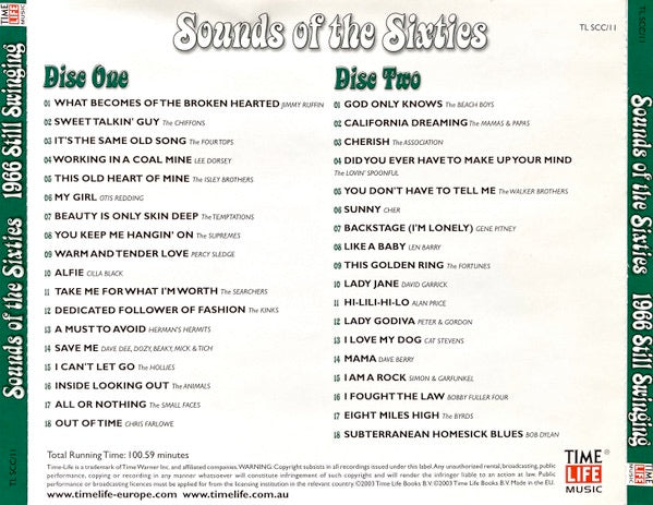 Image of Back Cover of 2914349C: 2xCD - VARIOUS, Sounds Of The Sixties - 1966 Still Swinging (Time Life Music; TL SCC/11, Netherlands 2004, Jewel Case)   VG+/VG+