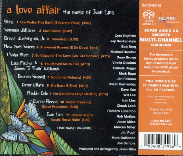 Image of Back Cover of 2914364C: CD - VARIOUS, A Love Affair: The Music Of Ivan Lins (Telarc; SACD-63496, US 2005, Jewel Case)   VG+/VG+