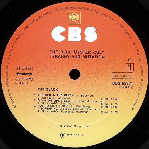 Image of Label Cover of 2914439C: LP - THE BLUE  YSTER CULT, Tyranny And Mutation (CBS; CBS S 65331, Europe Reissue, Inner) Light marks only, sleeve is decent, inner is excellent  VG/VG+